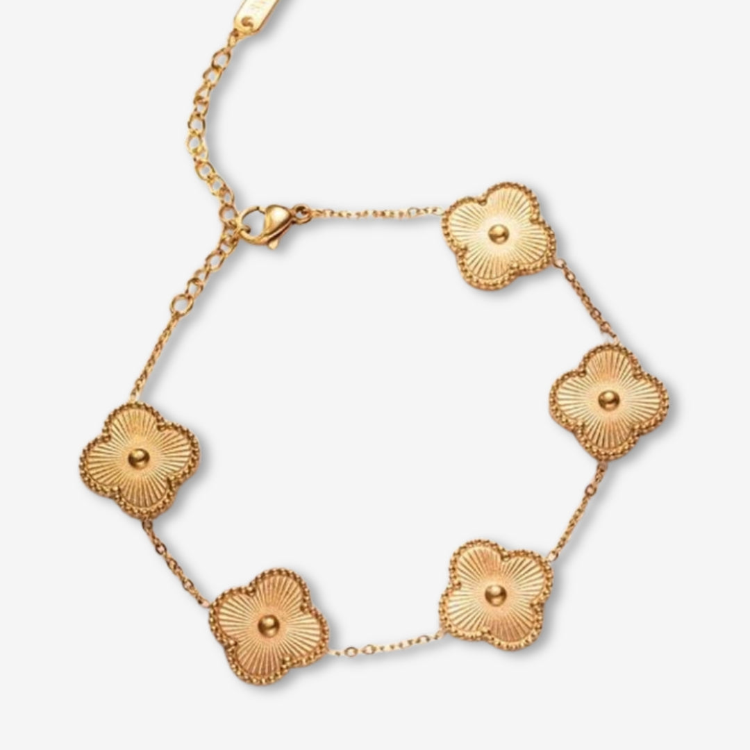 LUCKY BRACELET WITH FOUR-LEAF CLOVER, GOLD-COLORED - BUY 1, GET 1 FREE