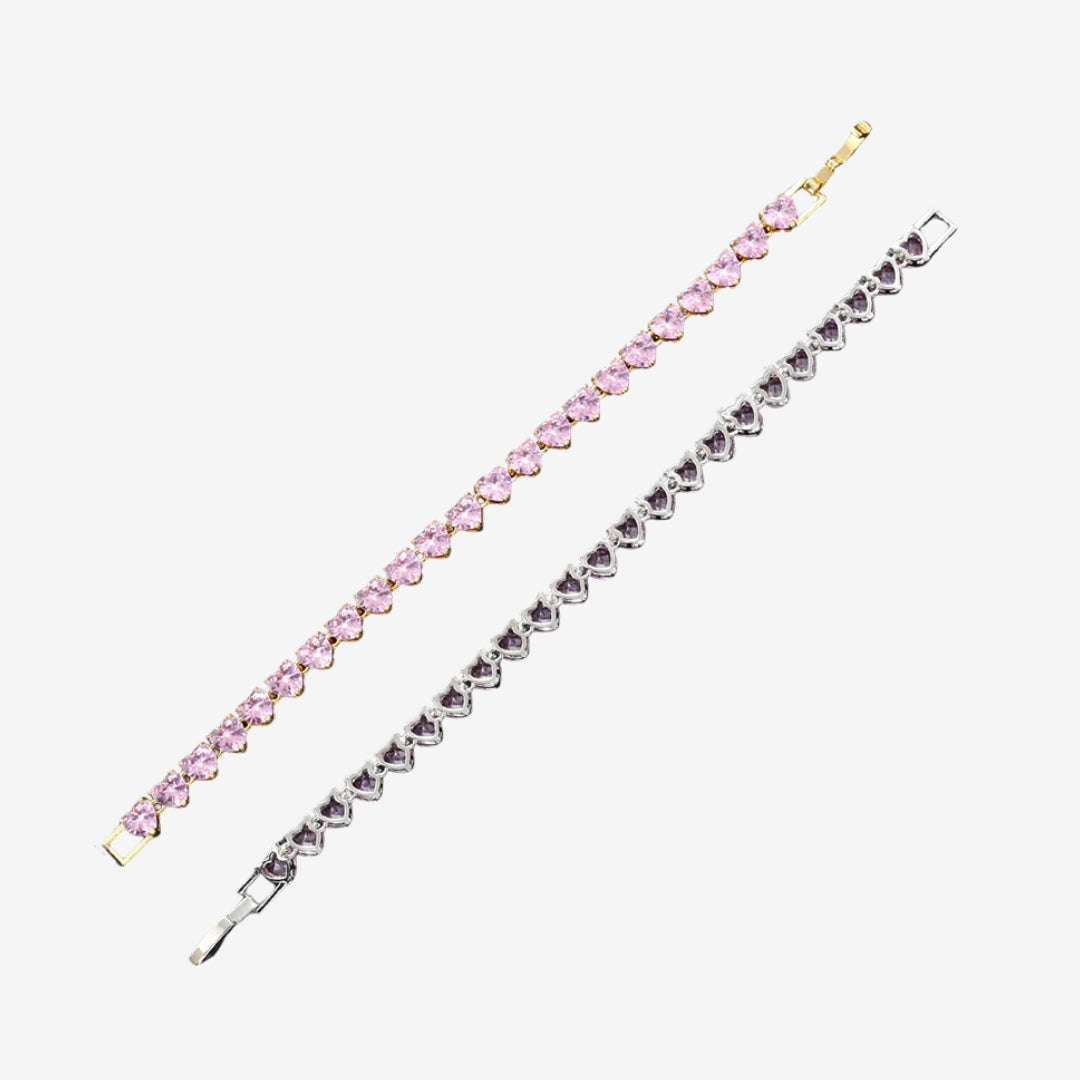 PINK HEART TENNIS BRACELET - BUY 1, GET 1 FREE